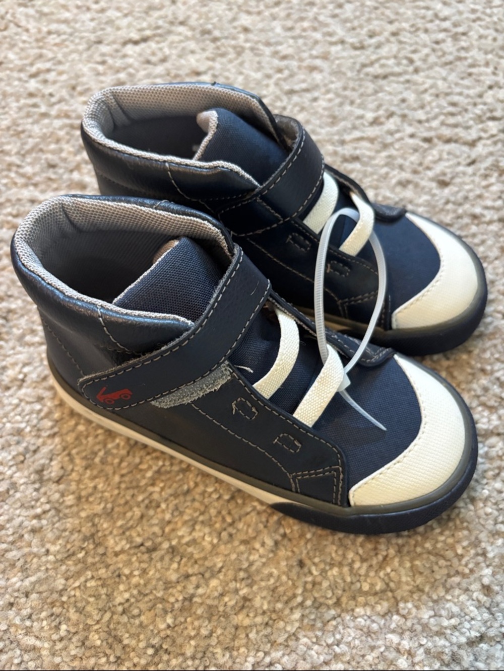 See Kai Run Navy and White High-Top Sneakers for Kids